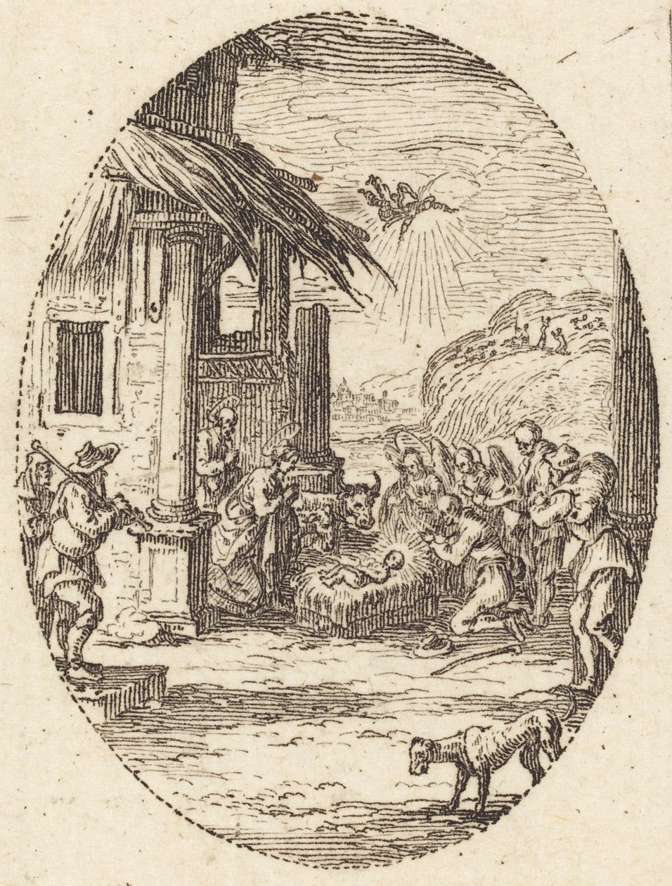 De Aanbidding der Herders door Jacques Callot