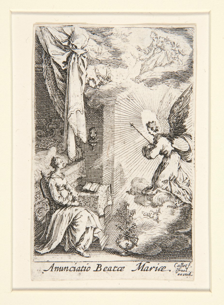 De Aankondiging, nr. 5 uit Het Leven van de Maagd door Jacques Callot