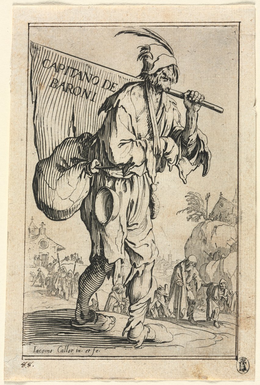 De bedelaars: Frontispice: Kapitein van de baronnen, ca. 1623 door Jacques Callot