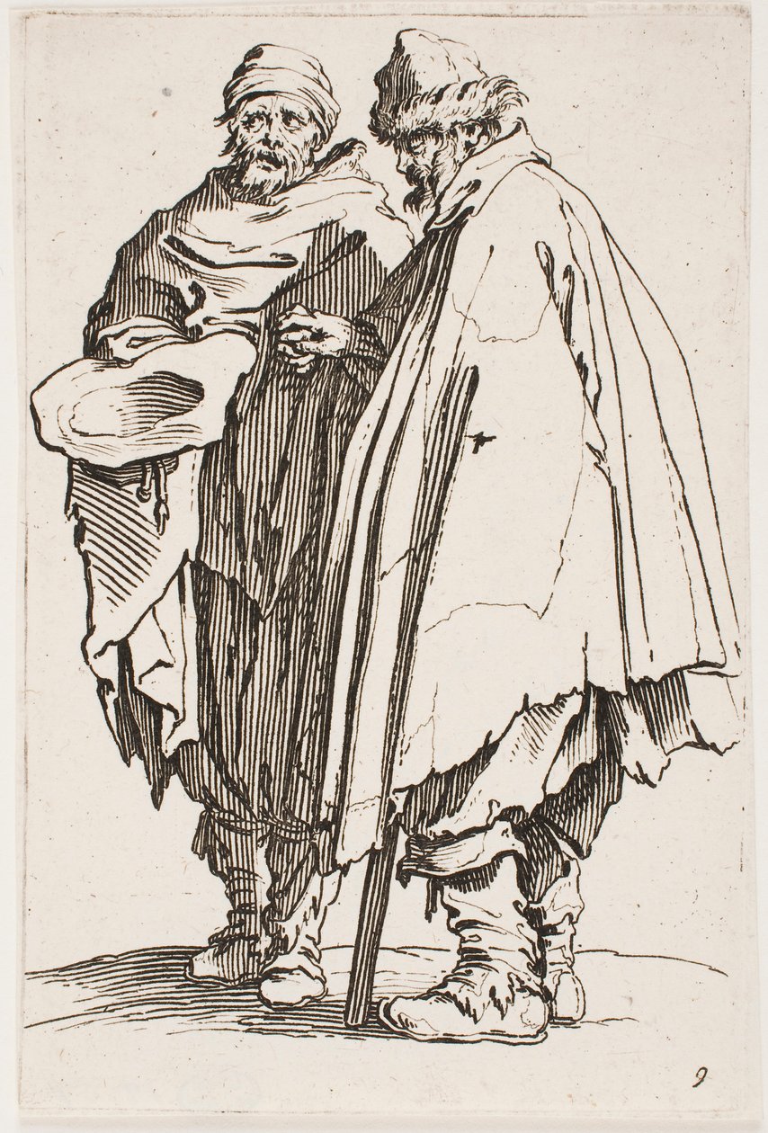 De blinde man en zijn metgezel, nr. 9 uit de serie De bedelaars door Jacques Callot