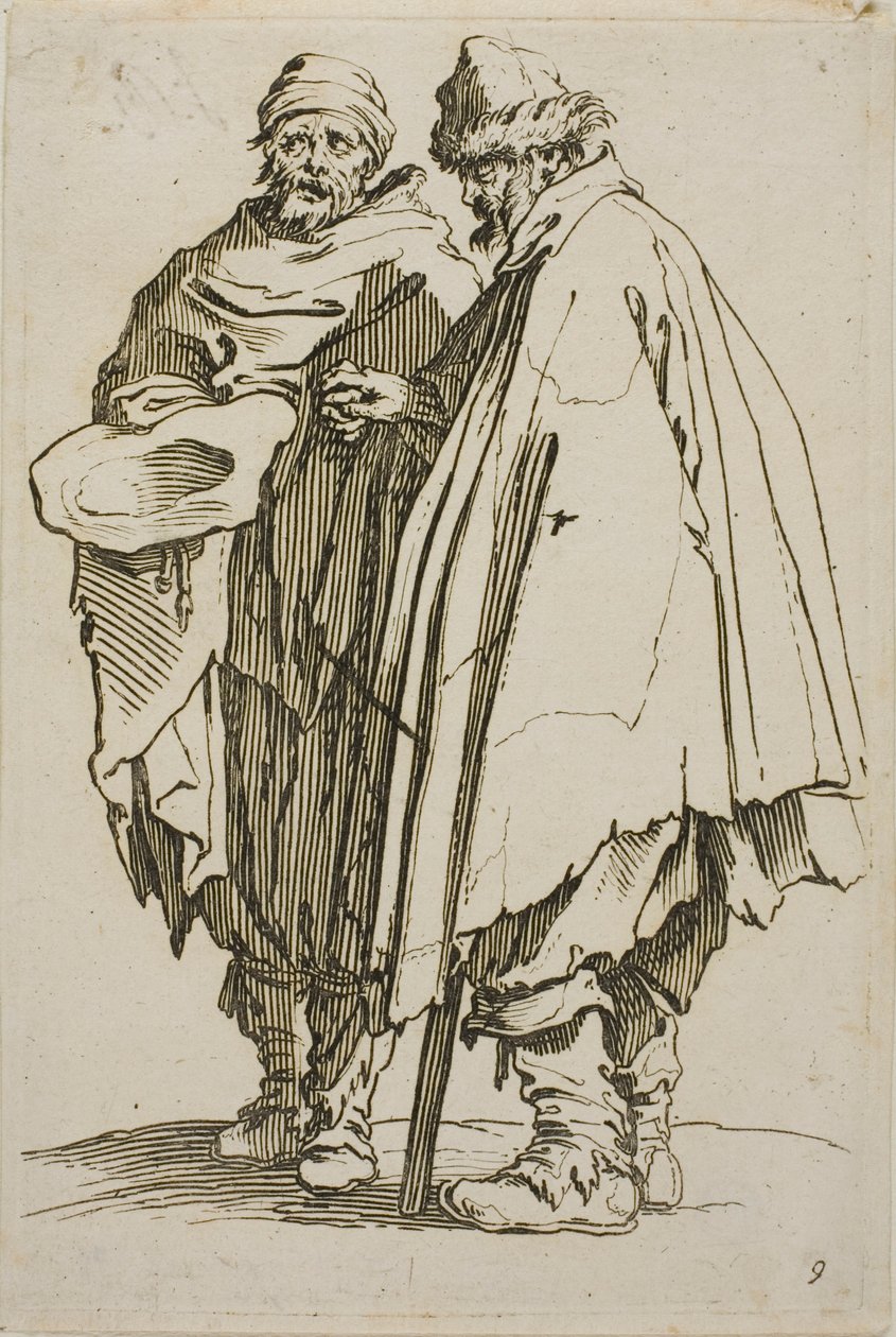 De blinde man en zijn metgezel, plaat negen uit De bedelaars door Jacques Callot