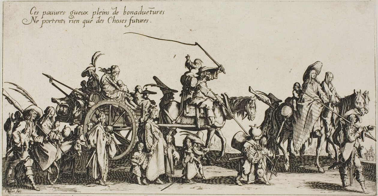 De Bohemiens marcheren: De achterhoede, uit De Bohemiens door Jacques Callot