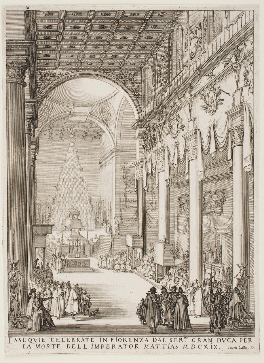 De katafalk van keizer Matthias door Jacques Callot