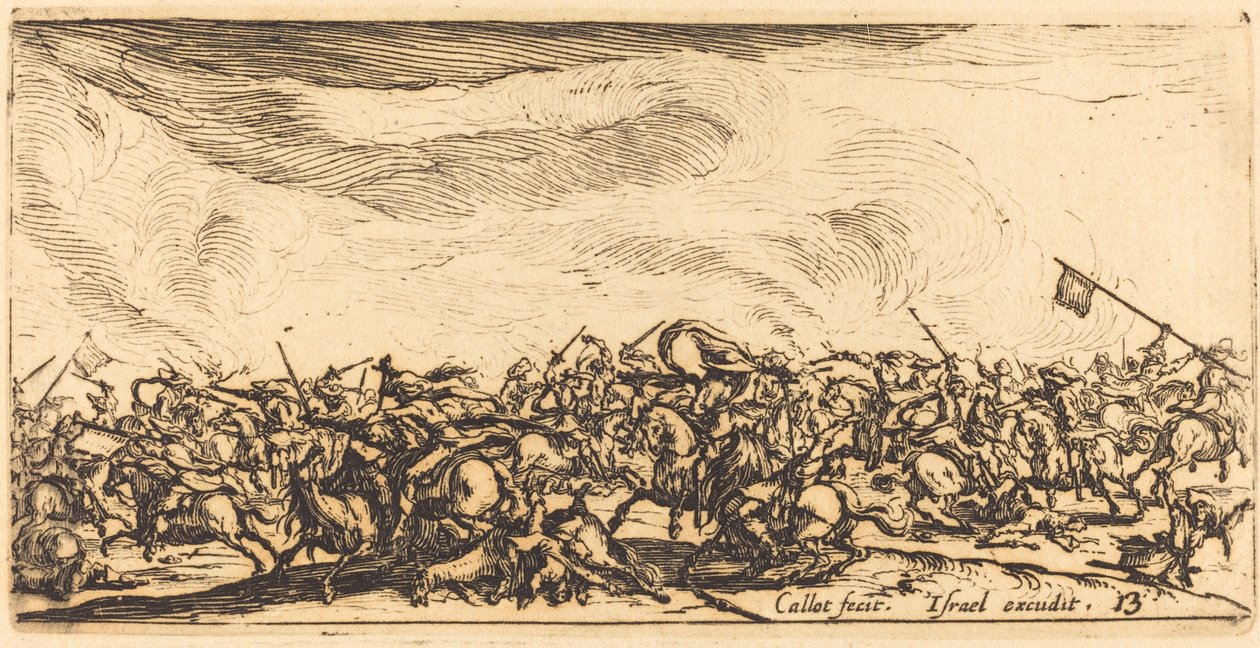 De cavaleriegevecht met zwaarden, ca. 1632-1634 door Jacques Callot