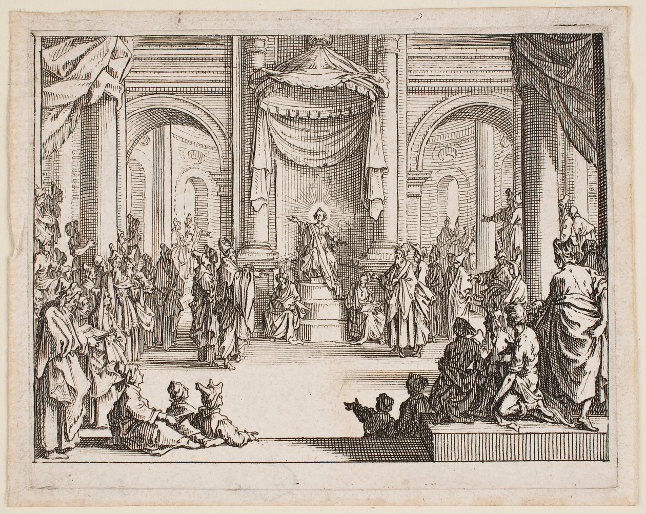 Het Kind Jezus temidden van de geleerden, uit de serie „Het Nieuwe Testament“ door Jacques Callot