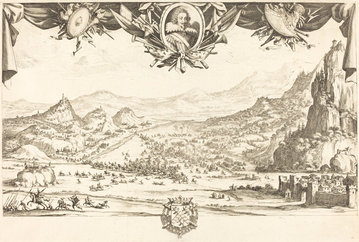 Het gevecht van Avigliana, in of na 1631 door Jacques Callot