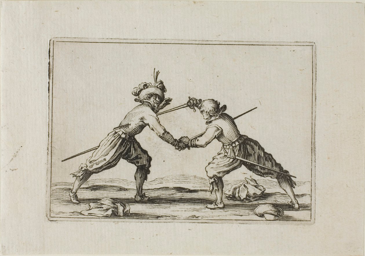 Het duel met zwaarden, uit De Caprices door Jacques Callot