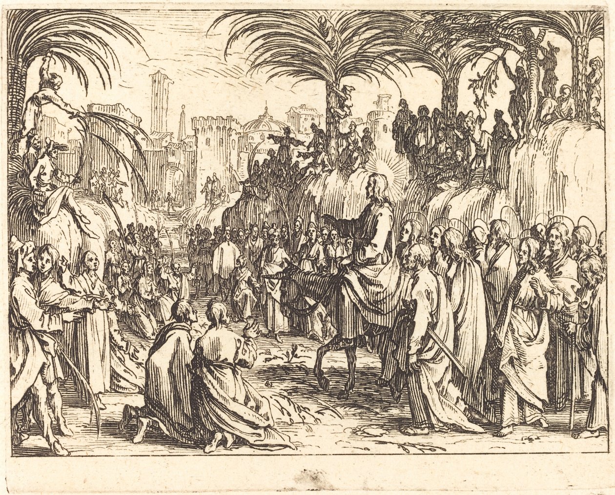 De intocht in Jeruzalem door Jacques Callot