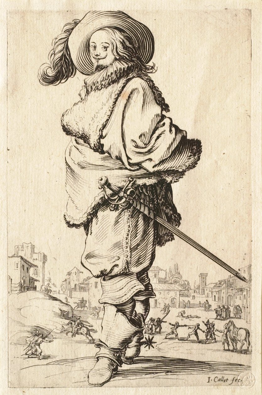 De heer in de bontjas door Jacques Callot