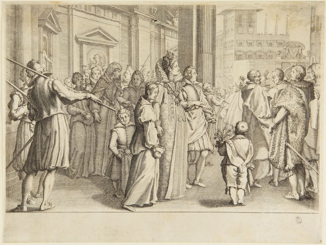 De groothertogin Maria Maddalena en het feest van de bruidsschat door Jacques Callot