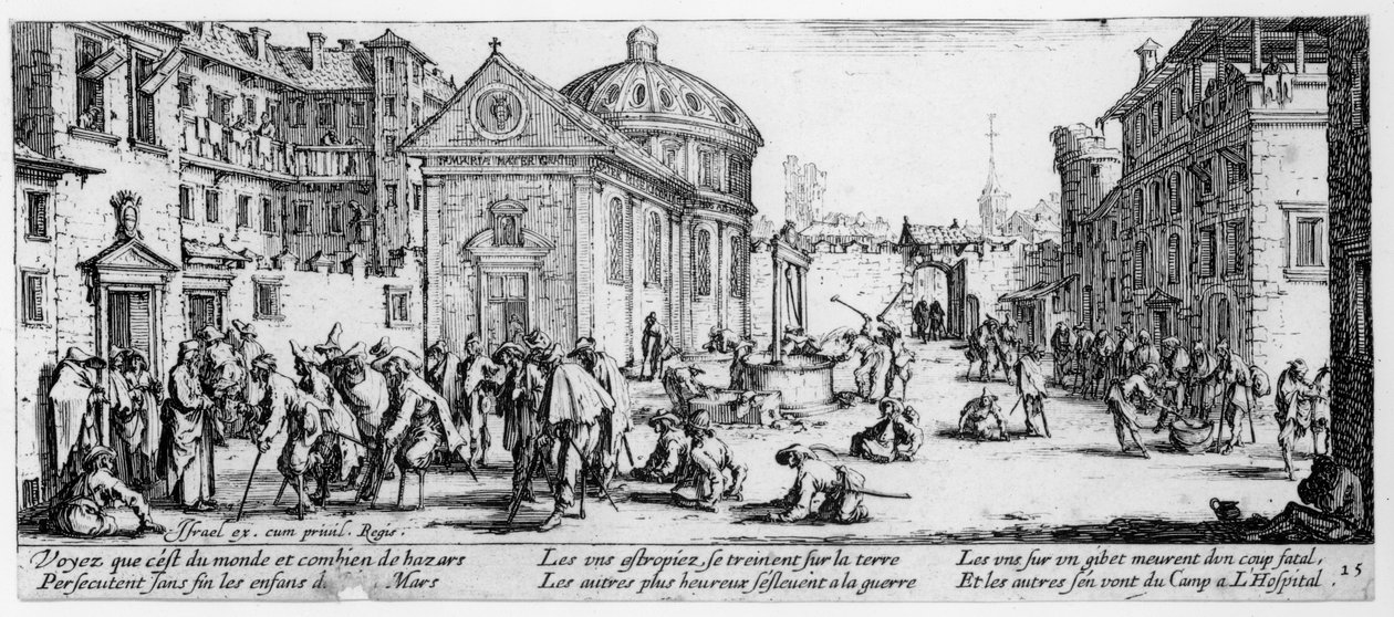 Het ziekenhuis, plaat 15 uit De ellende en tegenslagen van de oorlog, gegraveerd door Israël Henriet (ca. 1590-1661) 1633 door Jacques Callot