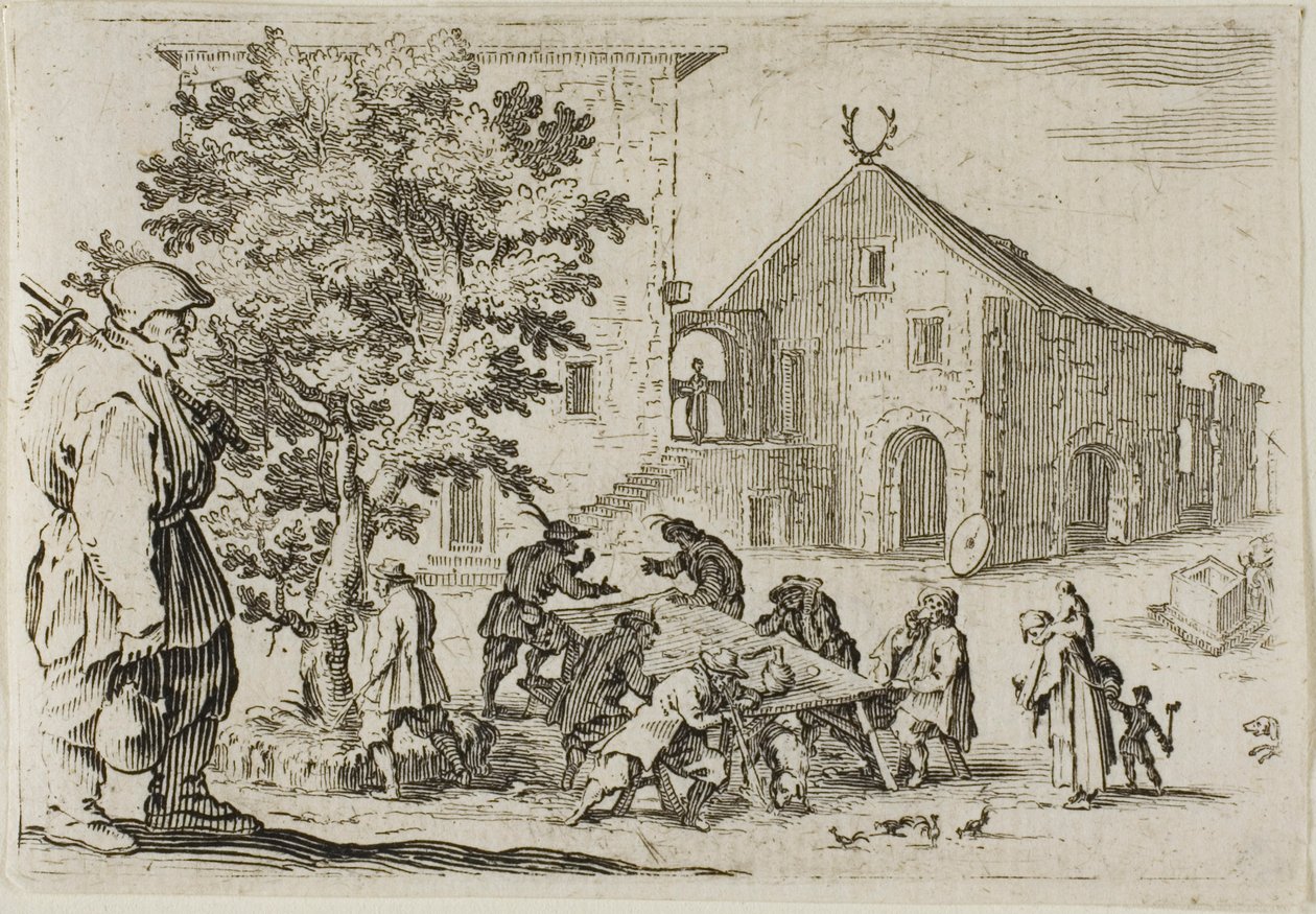 De herberg, uit De Caprices door Jacques Callot