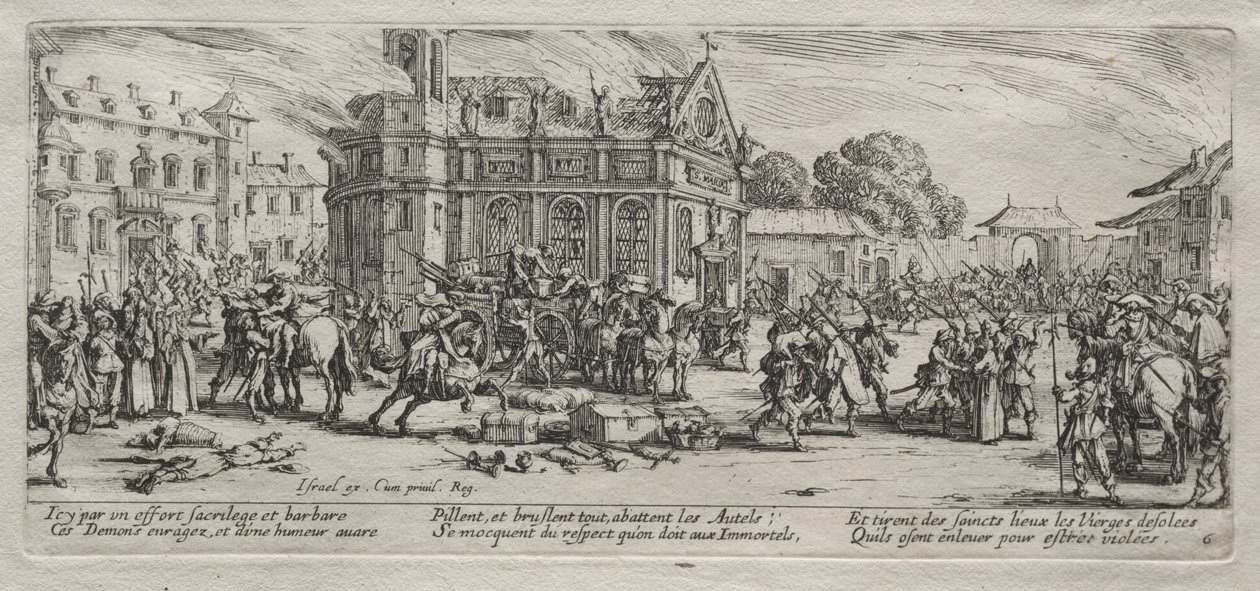 De Grote Ellende van de Oorlog: Verwoesting van een Klooster door Jacques Callot