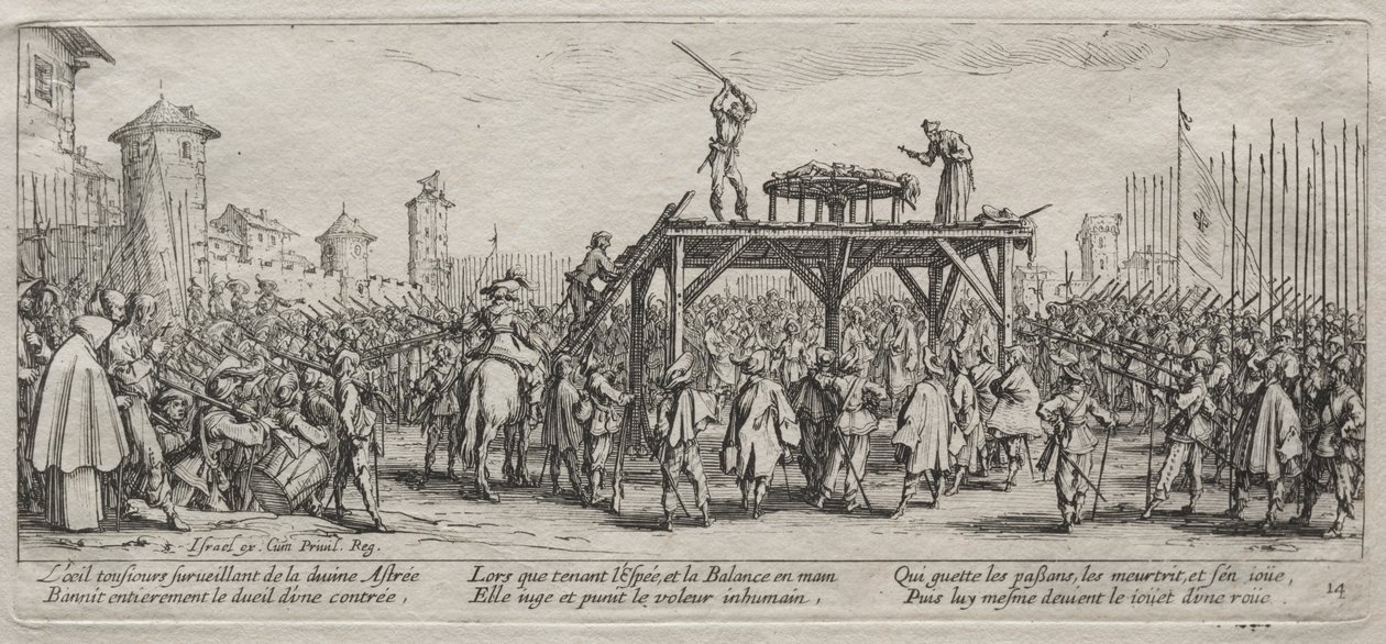 De Grote Ellende van de Oorlog: Executie op het Rad door Jacques Callot