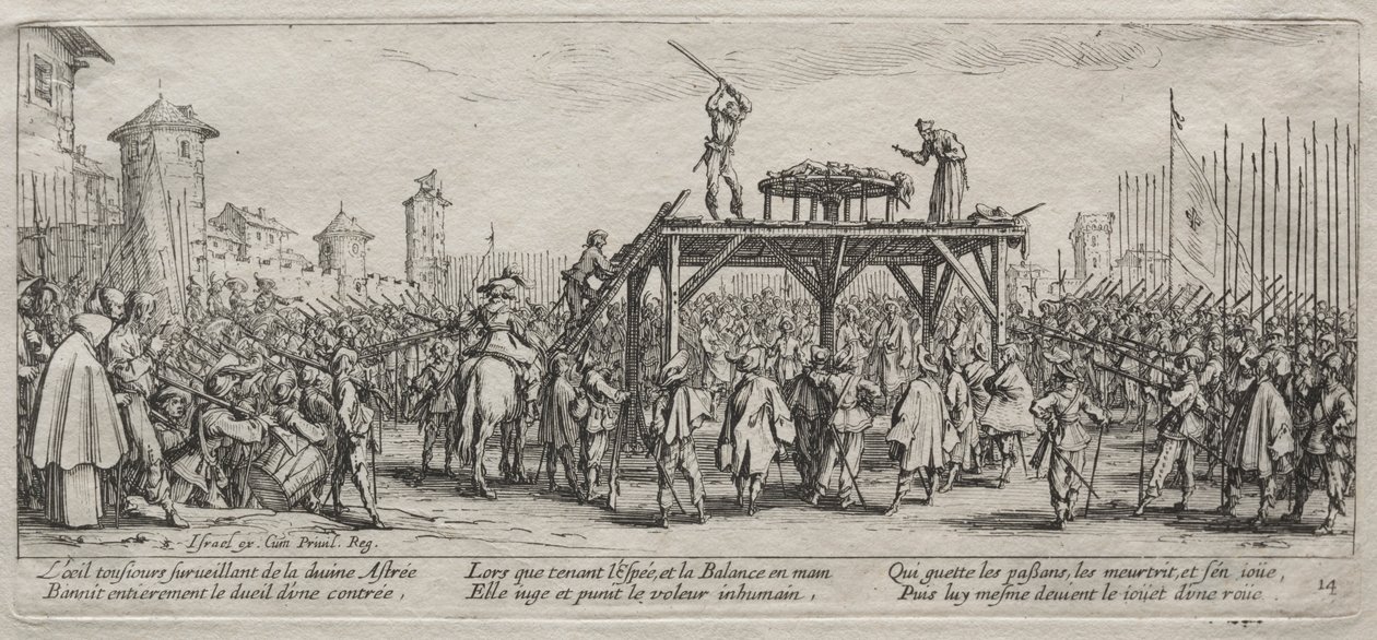 De grote ellende van de oorlog: executie op het rad, 1633 door Jacques Callot