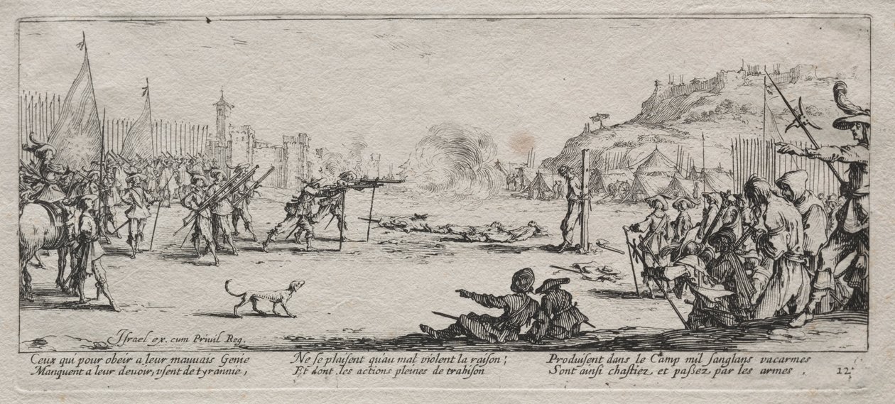 De grote ellende van de oorlog: Het vuurpeloton door Jacques Callot