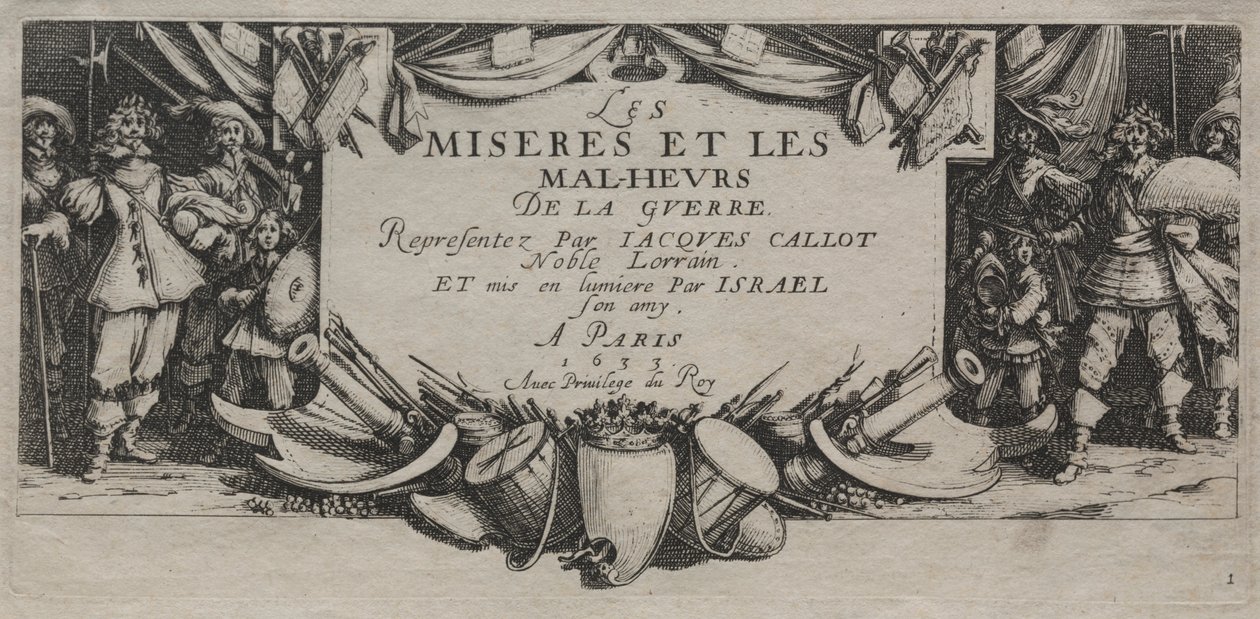 De Grote Ellende van de Oorlog: Titelpagina door Jacques Callot