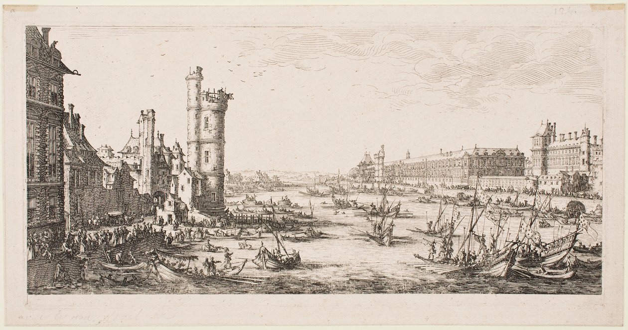 De grote gezichten van Parijs: uitzicht op het Louvre door Jacques Callot
