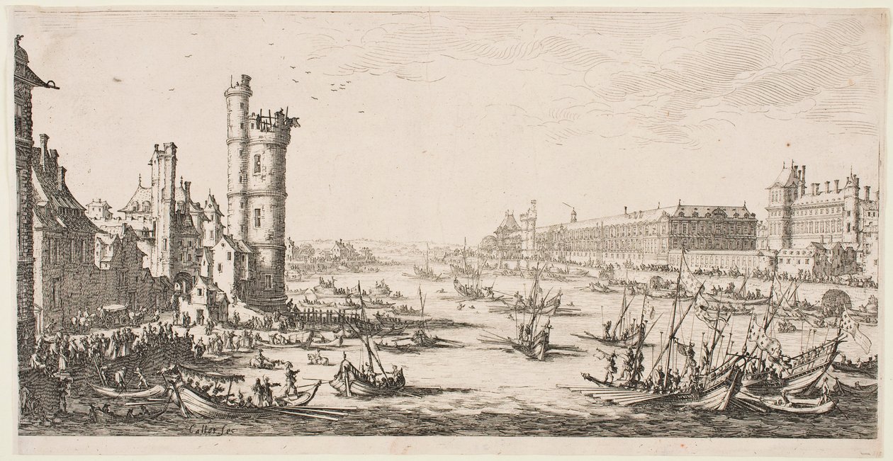 De grote gezichten van Parijs: gezicht op het Louvre door Jacques Callot