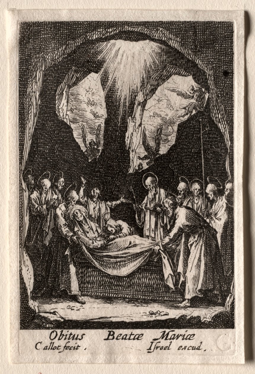 Het leven van de Maagd: De begrafenis van de Maagd door Jacques Callot