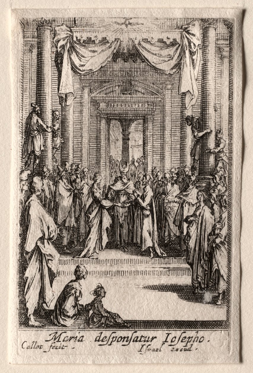 Het Leven van de Maagd: Het Huwelijk van de Maagd door Jacques Callot