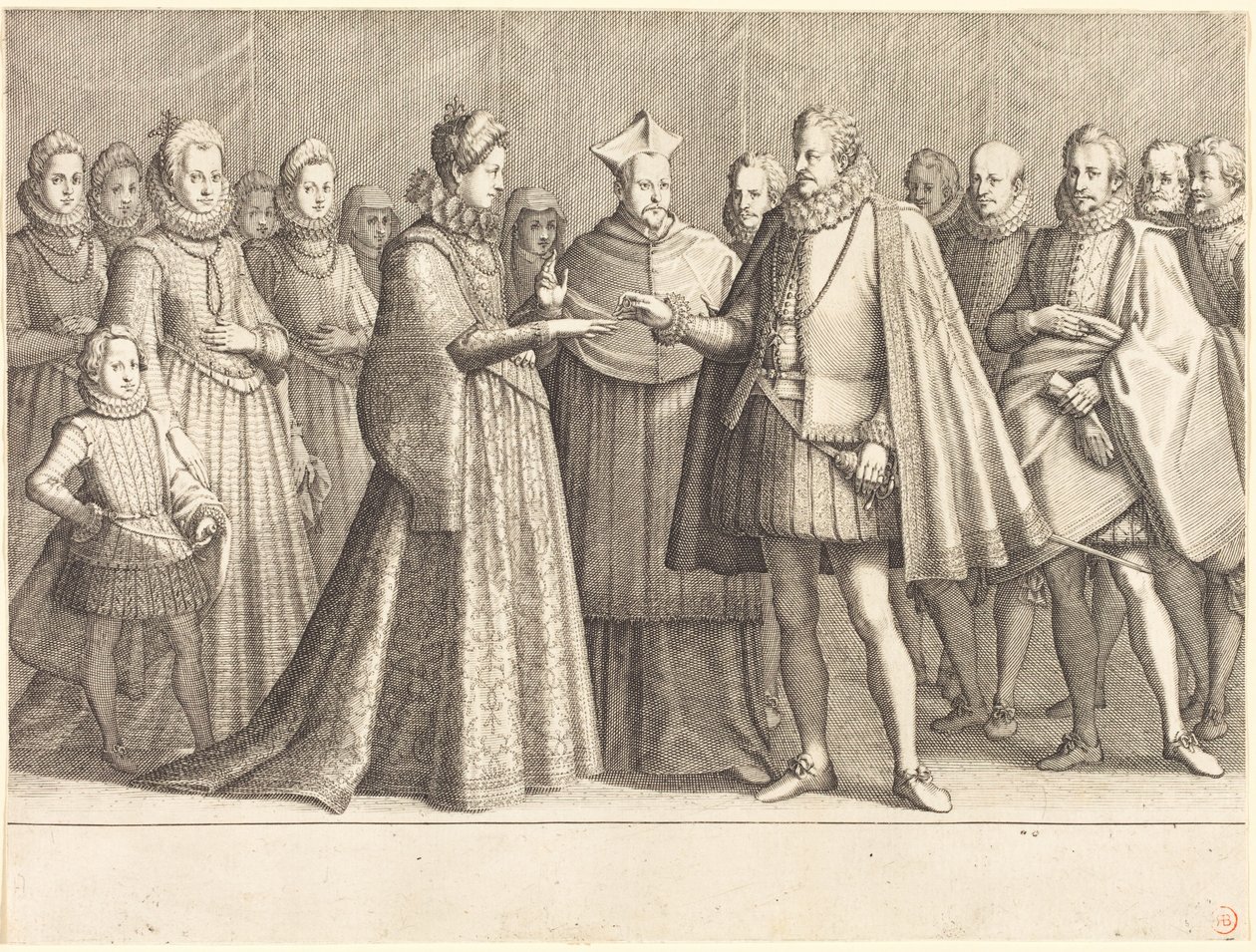 Het huwelijk van Ferdinando en Christine van Lotharingen door Jacques Callot