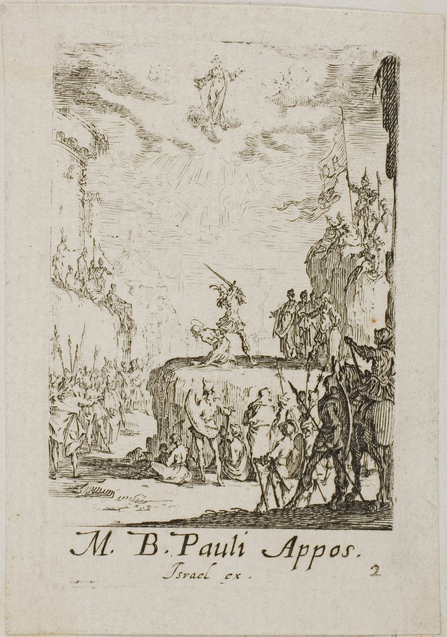 Het martelaarschap van Sint Paulus, plaat twee uit De martelaars van de apostelen door Jacques Callot