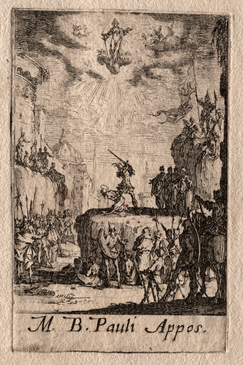 Het martelaarschap van de apostelen: St. Paulus door Jacques Callot