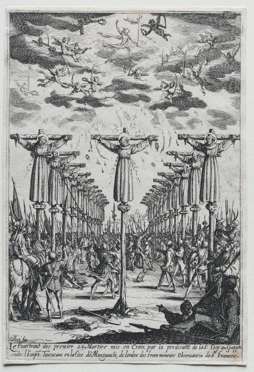 De martelaren van Japan, 1600s door Jacques Callot