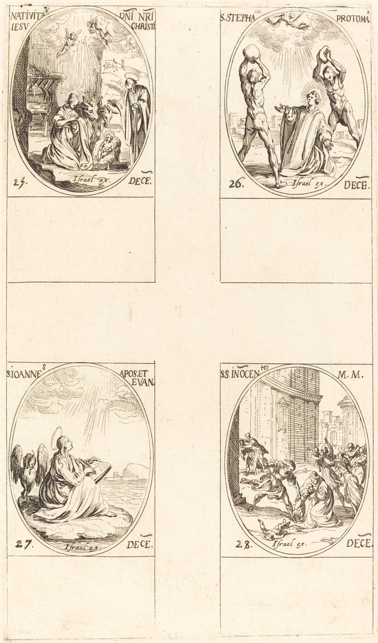 De Geboorte, St. Stefanus, St. Johannes, Heilige Onschuldigen door Jacques Callot
