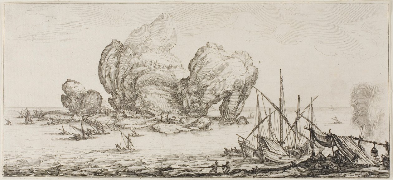 De Zeeslag, uit Verschillende Scènes Ontworpen in Florence door Jacques Callot