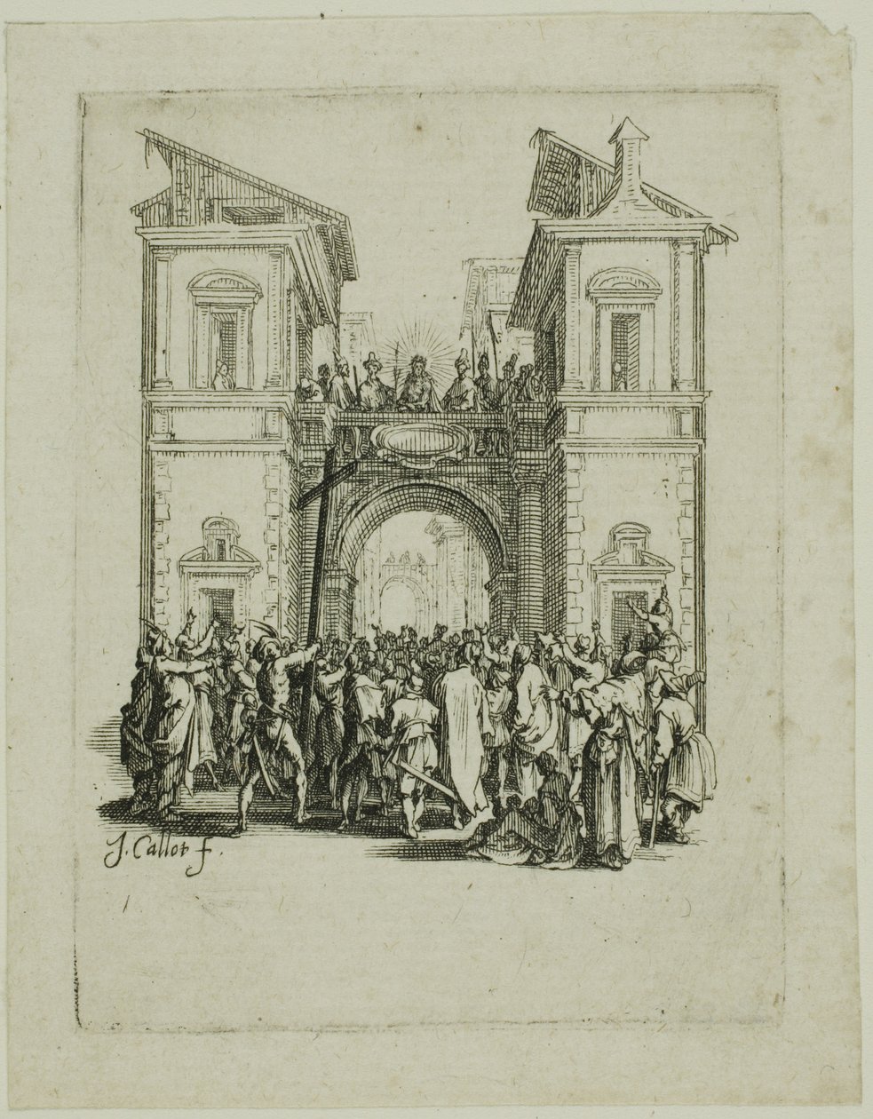 De presentatie aan het volk, uit De kleine passie door Jacques Callot