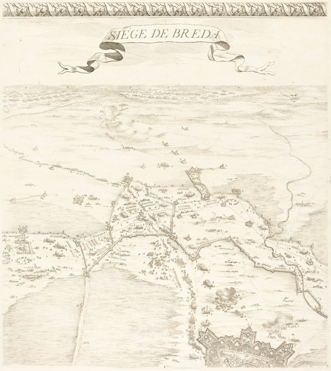 Het beleg van Breda [plaat 2 van 6] door Jacques Callot