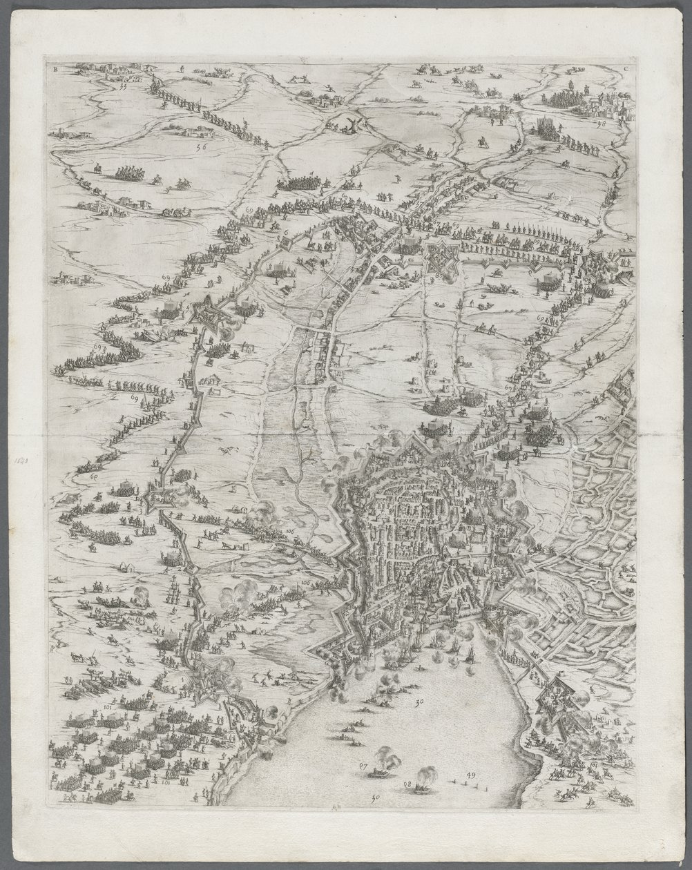 De belegering van La Rochelle: plaat 6 door Jacques Callot