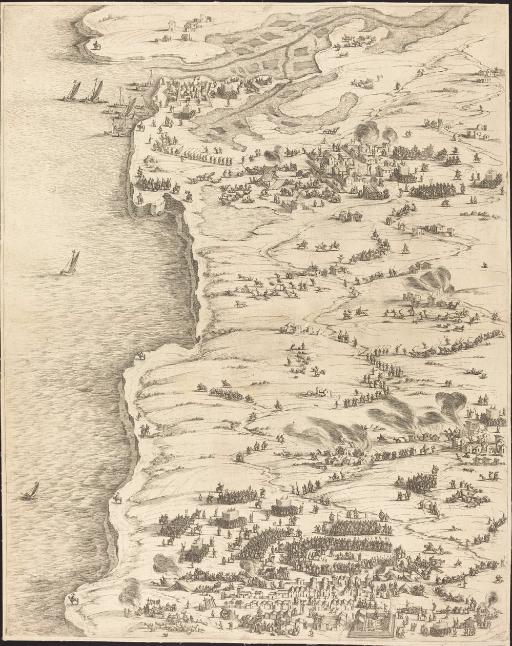 Het Beleg van La Rochelle [plaat 5 van 16; set omvat 1952.8.97-112] door Jacques Callot