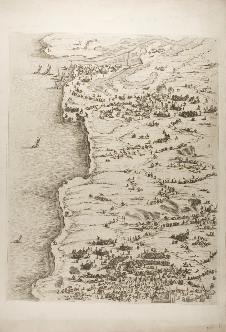 Het Beleg van La Rochelle, plaat één door Jacques Callot