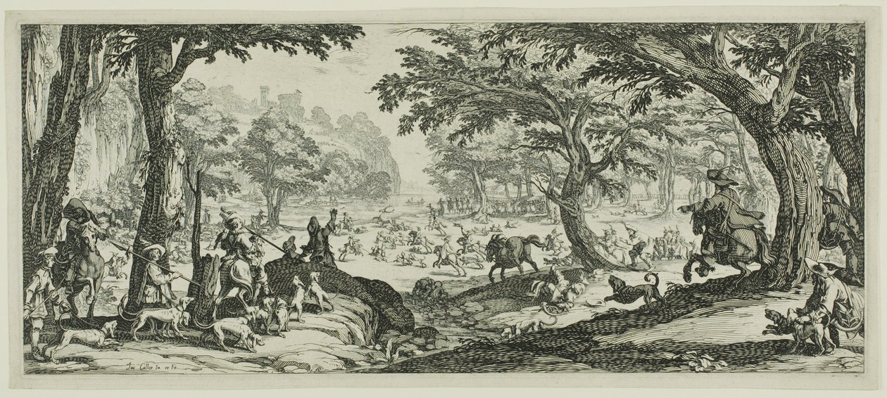 De hertenjacht door Jacques Callot