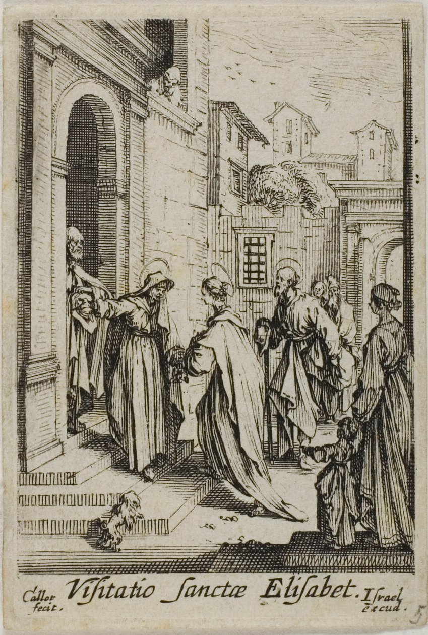 De Visitatie van Sint Elizabeth, uit Het leven van de Maagd door Jacques Callot