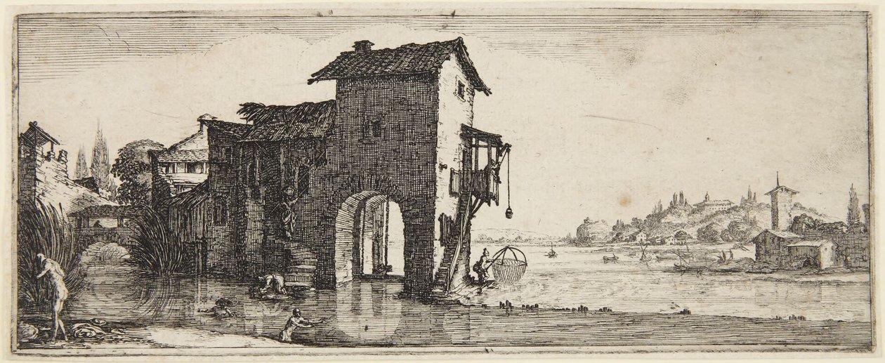 De watermolen door Jacques Callot