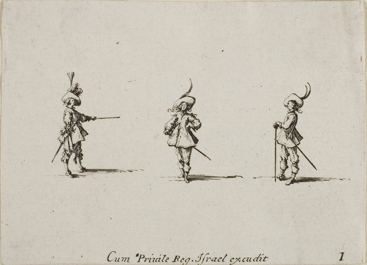 Ongewapende oefening, plaat één uit De militaire oefeningen door Jacques Callot