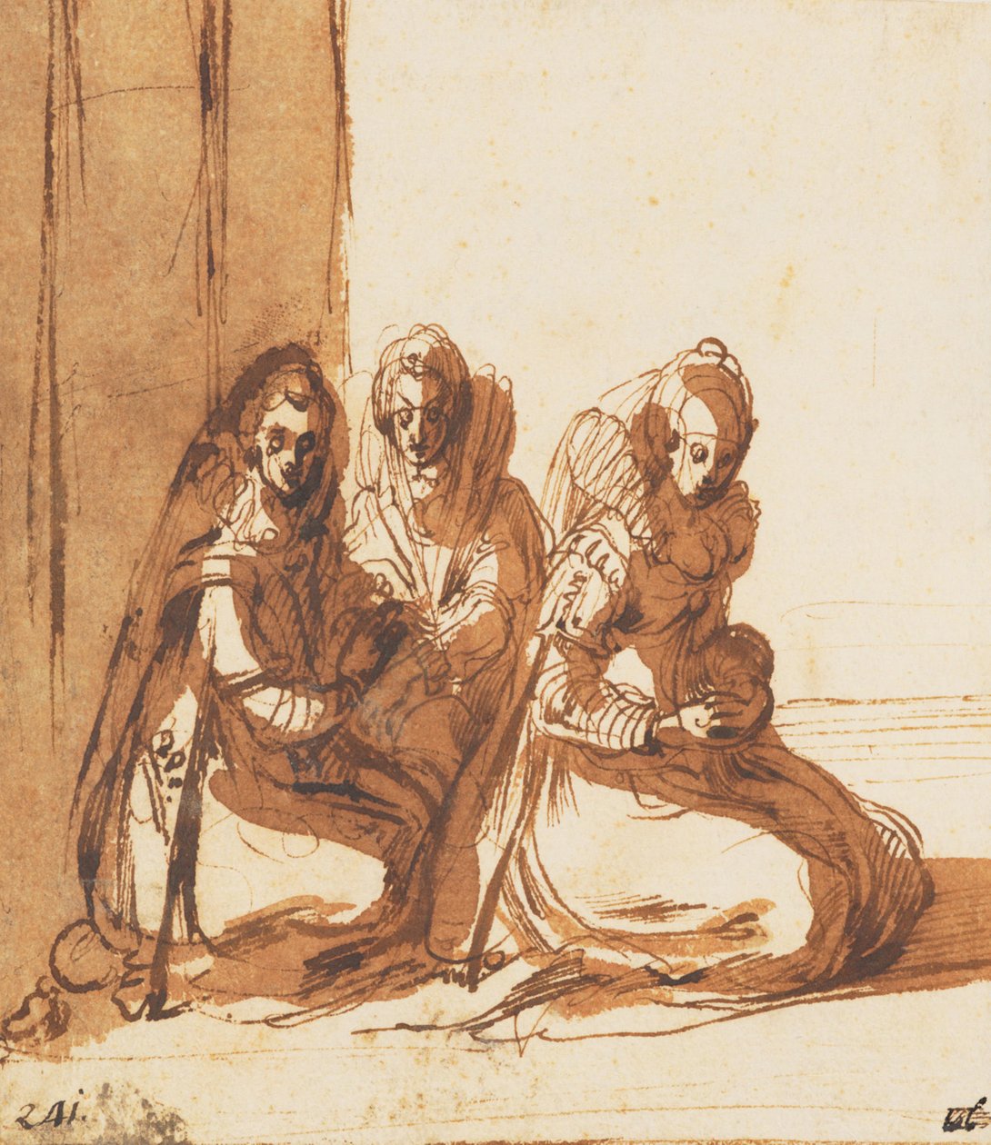 Zittende vrouwen door Jacques Callot