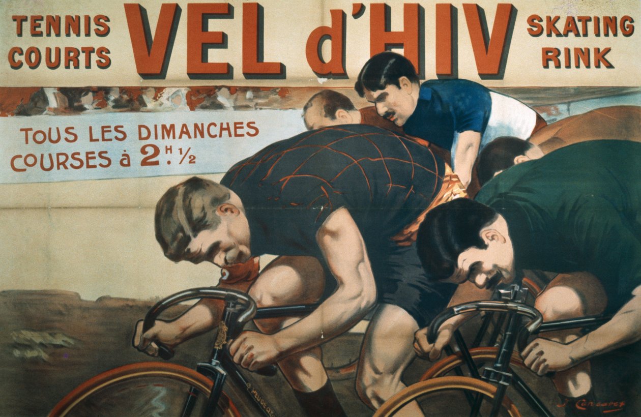 Races elke zondag, poster reclame voor de Vel d
