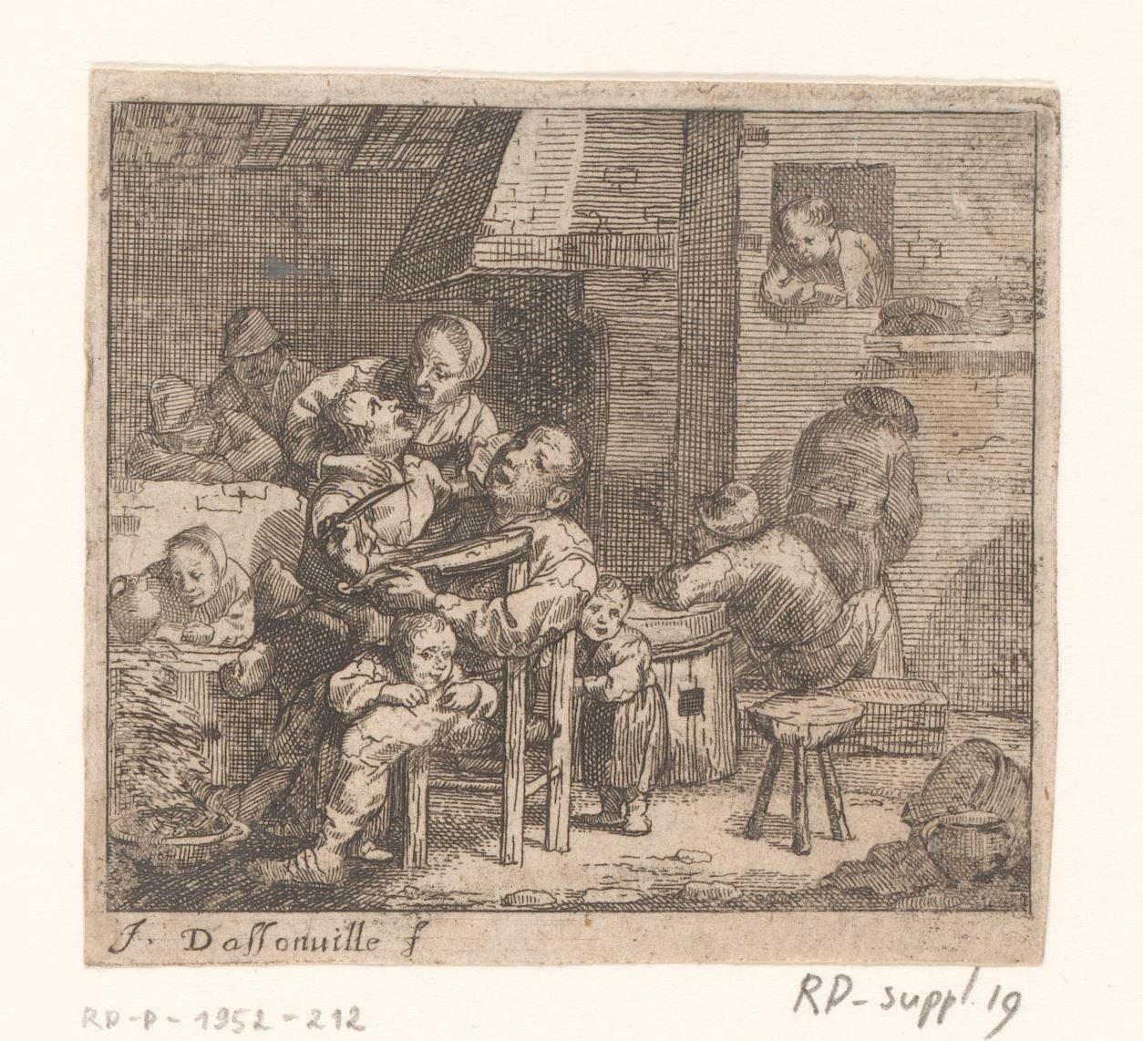 Interieur met vioolspeler door Jacques Dassonville