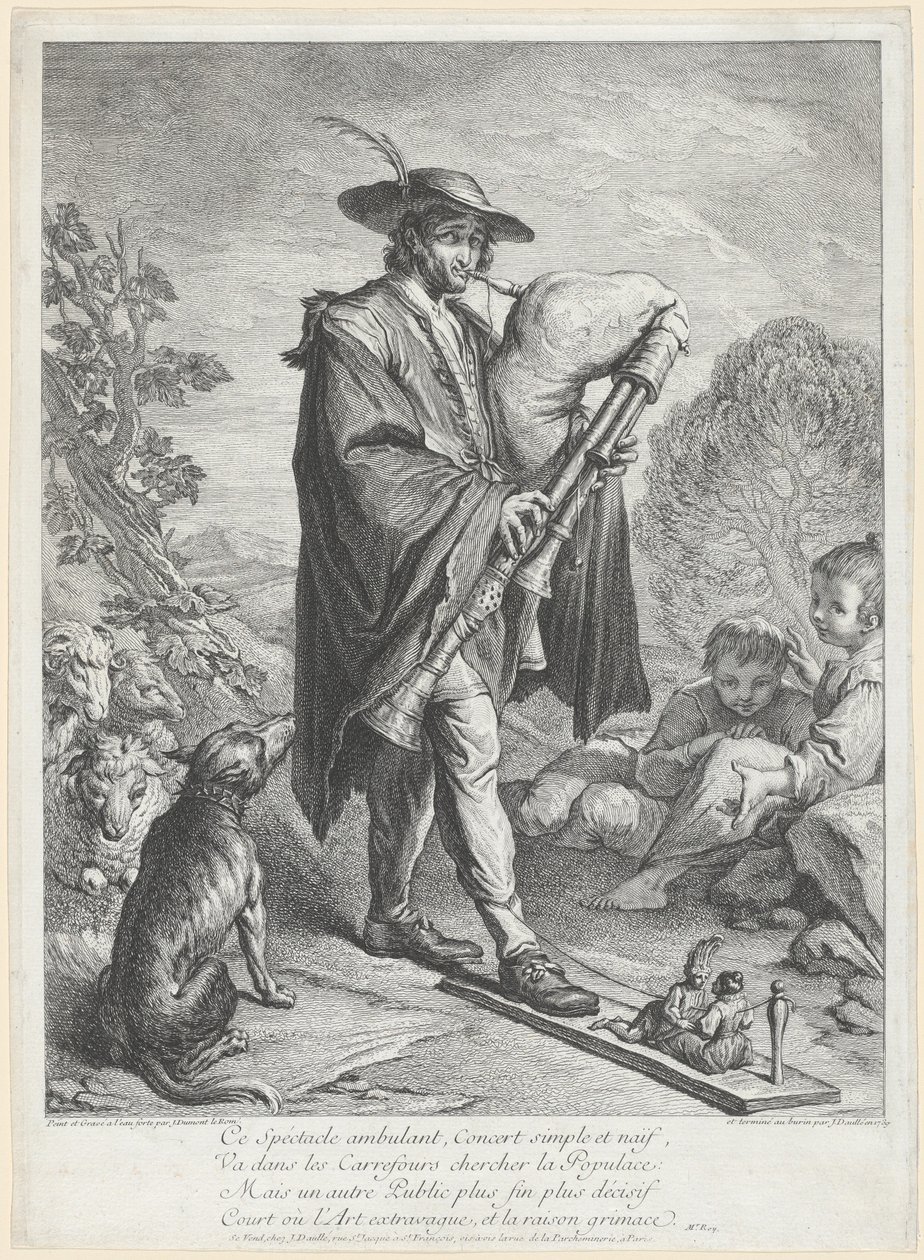 De Doedelzakspeler door Jacques Dumont Le Romain, finished by Jean Daullé