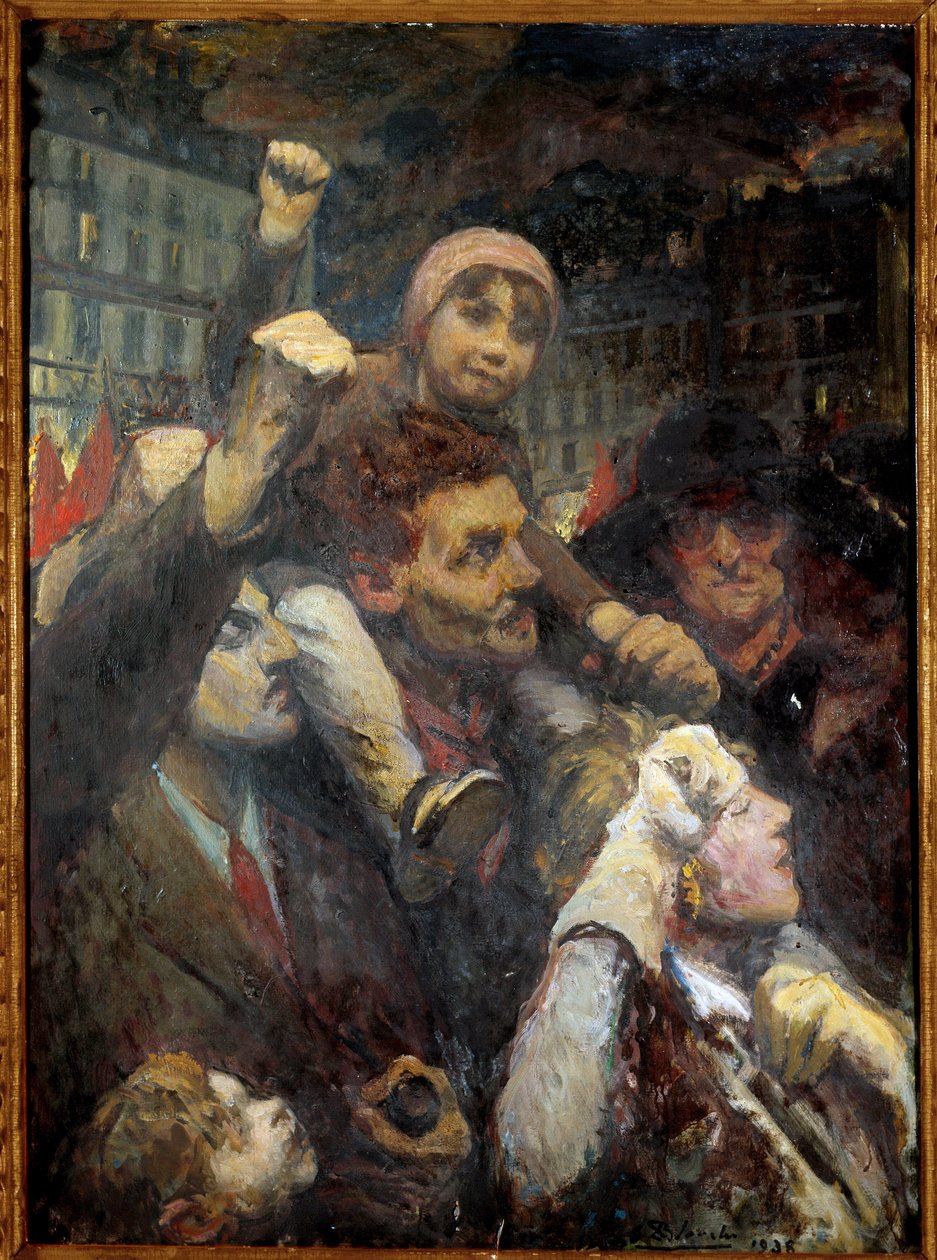Volksfront: Populaire Demonstratie in Parijs in 1938 door Jacques Emile Blanche