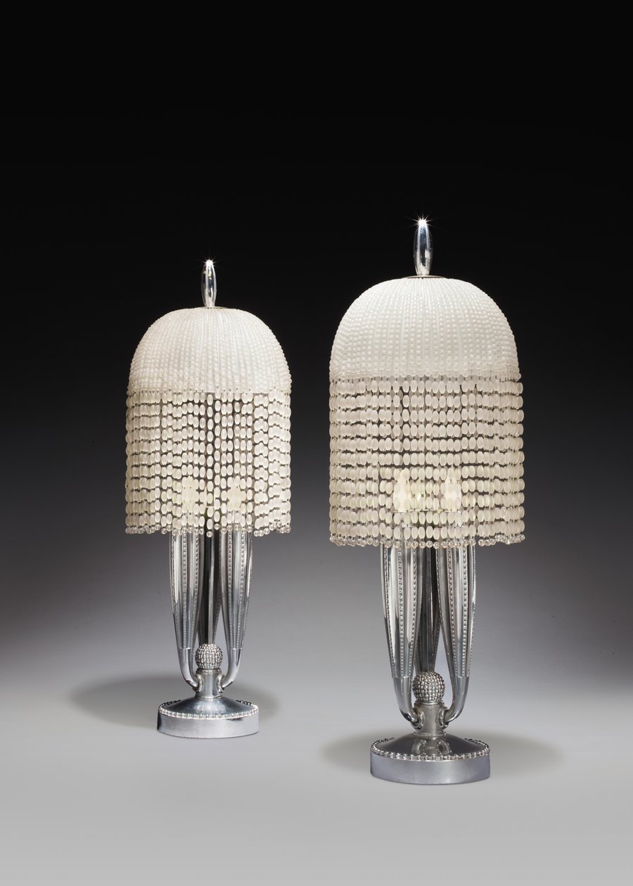 Paar tafellampen, ca. 1925 door Jacques Emile Ruhlmann