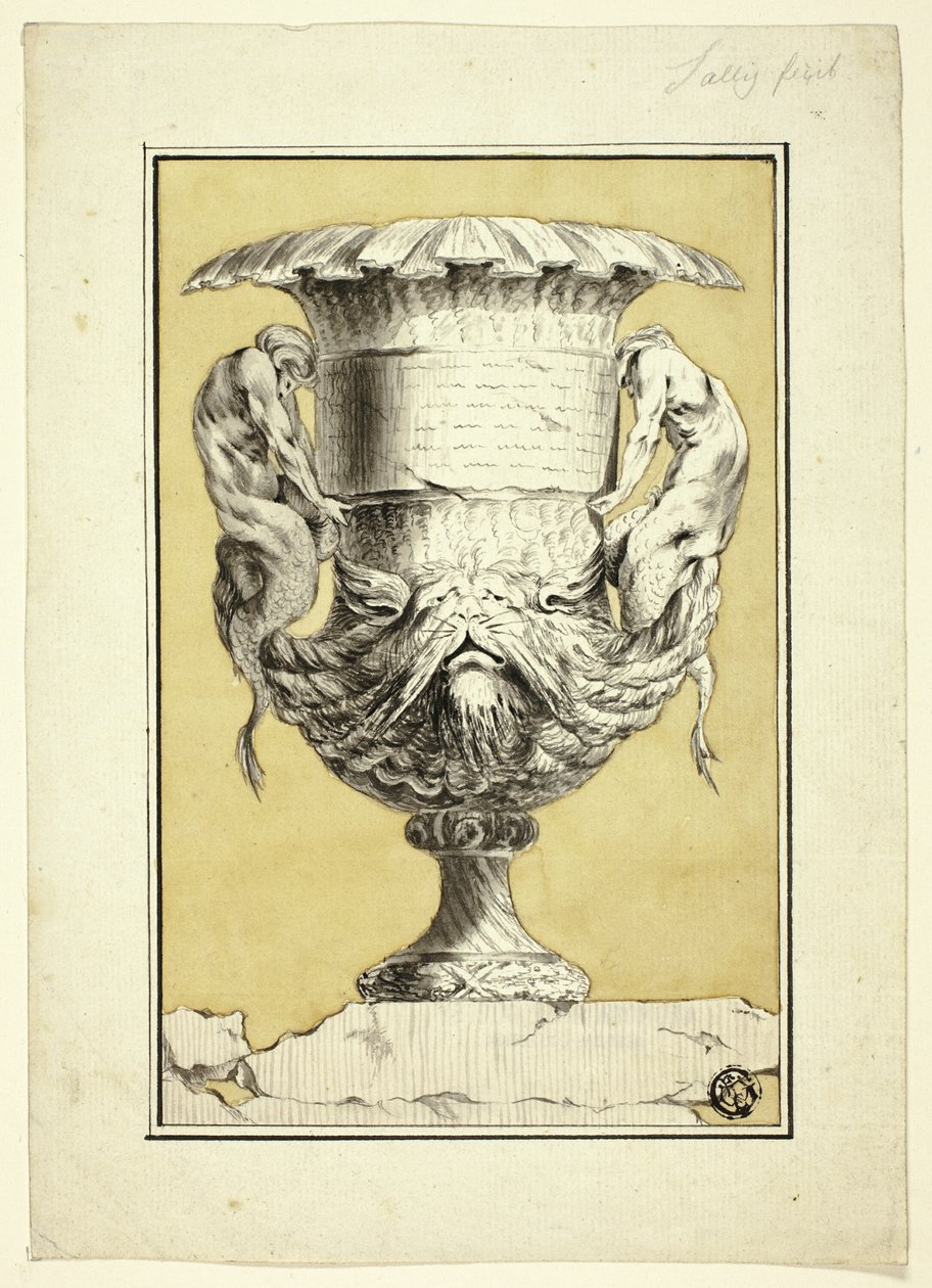 Monumentale vaas met antropomorfe figuren door Jacques Francois Joseph Saly