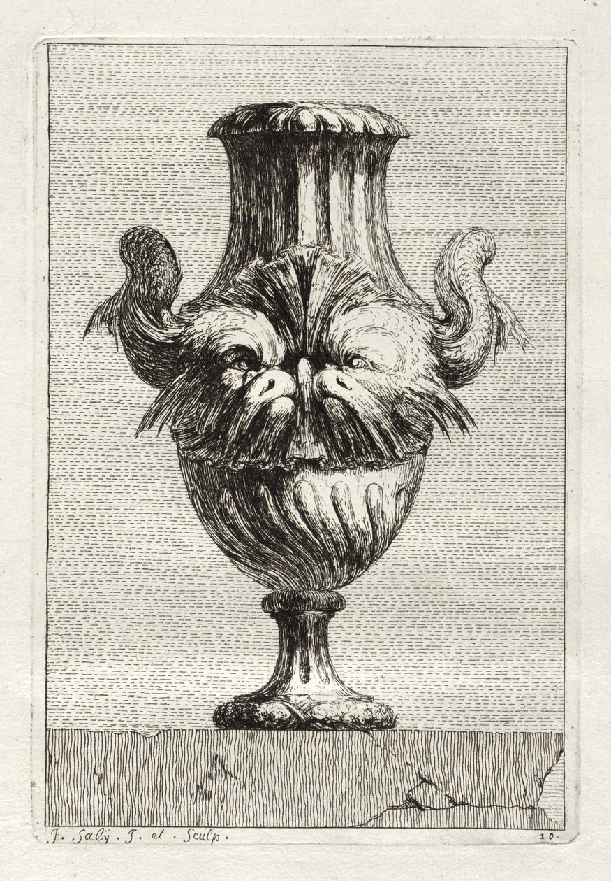 Suite van vazen: Plaat 10, 1746 door Jacques Francois Joseph Saly
