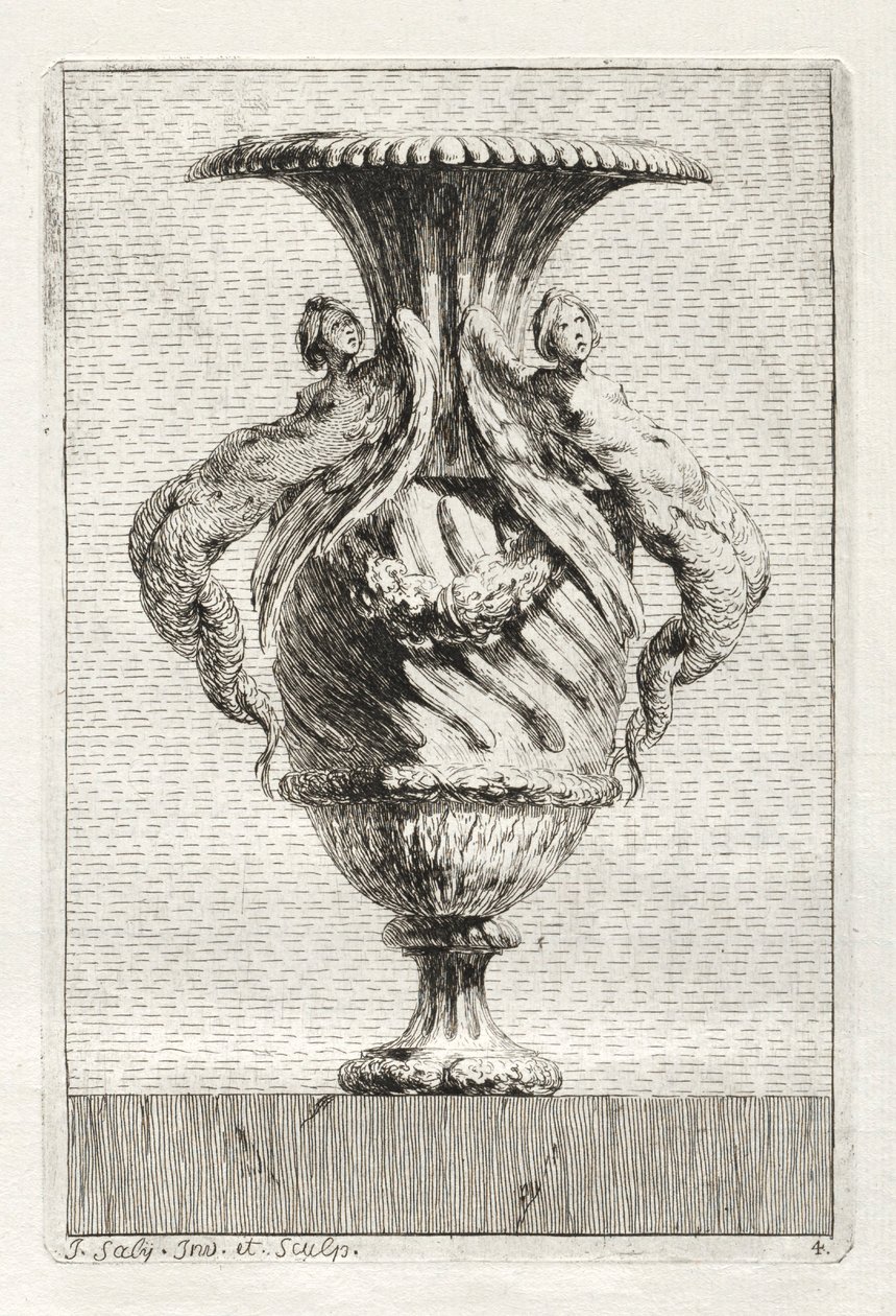 Suite van vazen: Plaat 4, 1746 door Jacques Francois Joseph Saly