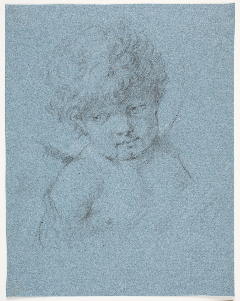 Gevleugelde engel? Amor? Borstbeeld door Jacques Francois Joseph Saly